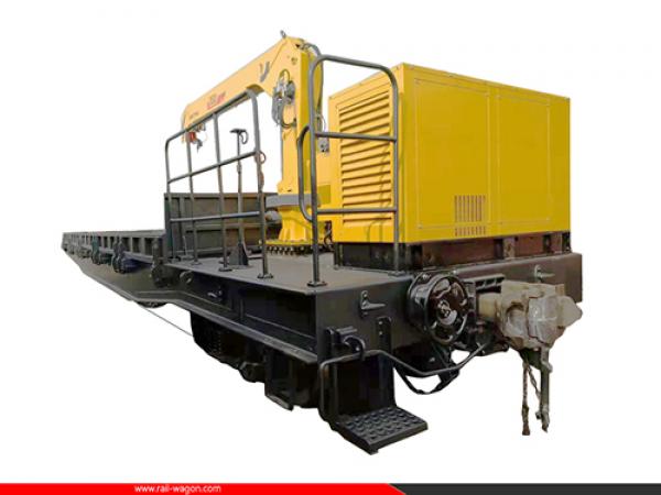 Railway Crane Wagon Railway Platform with 5/10 Tons Hydraulic Lift Crane